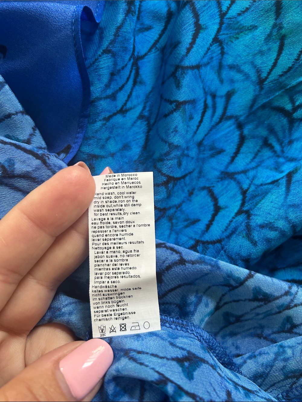 GOTTEX Silk Blue Multicolor Maxi cover up/dress with Floral & Feather Motif - Picture 11 of 12